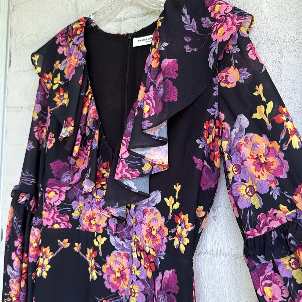 Amanda Uprichard Talulah Midi Dress in Evening Blossom Floral Print Size Small - Picture 4 of 15